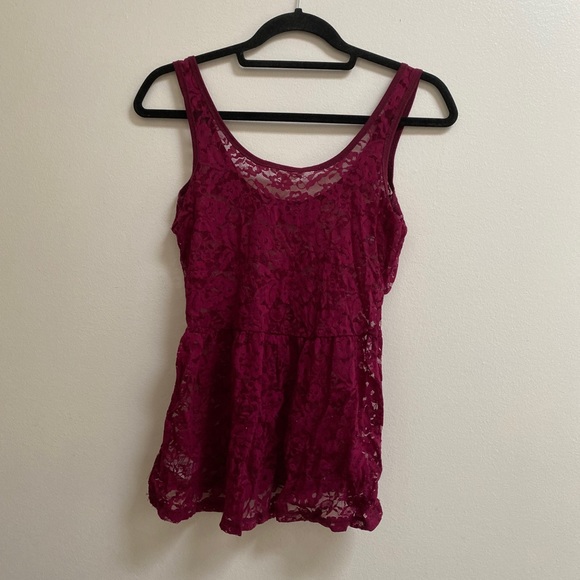 Aeropostale Lace Peplum Tank S - Picture 3 of 3